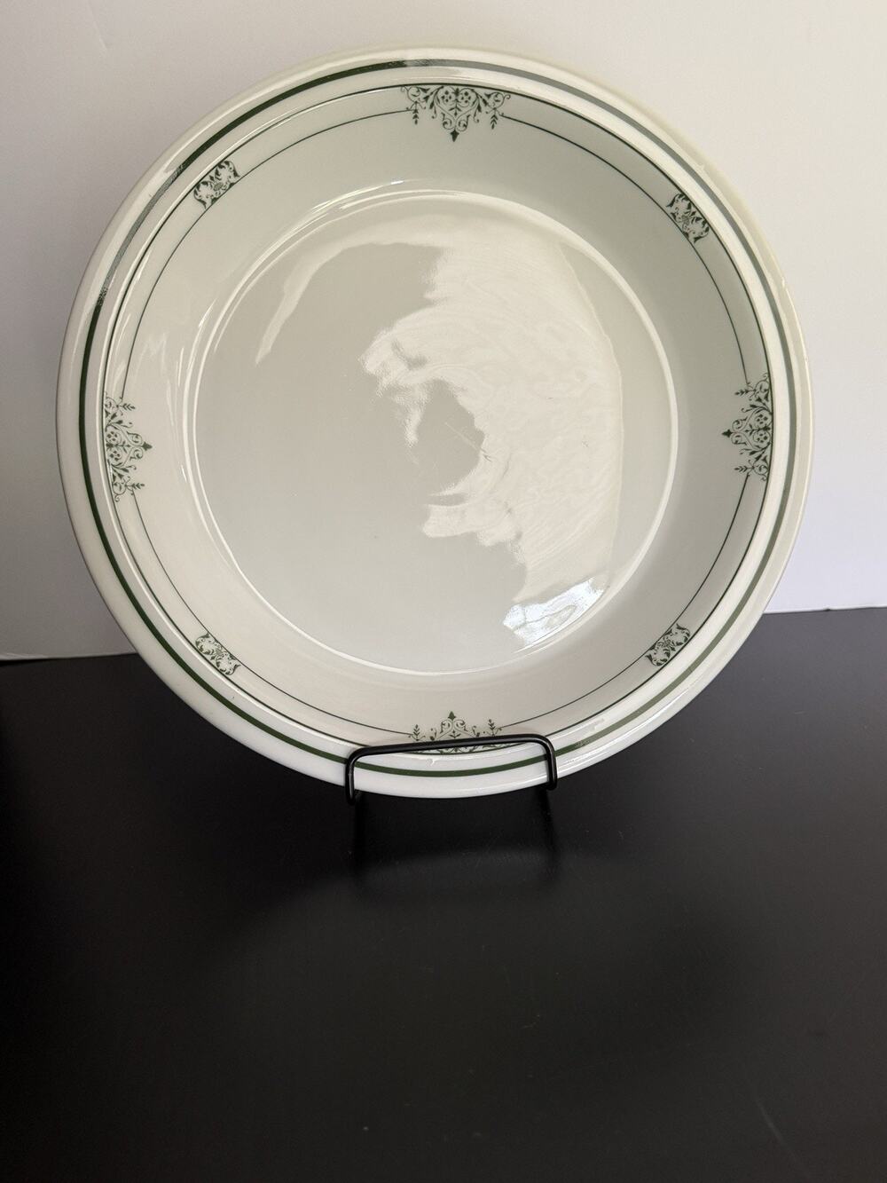 Vintage Kookin China Fraunfelter #853 10” Pie Plate Green Art Nouveau